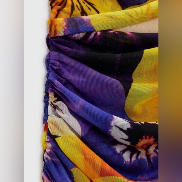 Sale Zara Open Back Print Tulle Dress - Picture 3 of 5